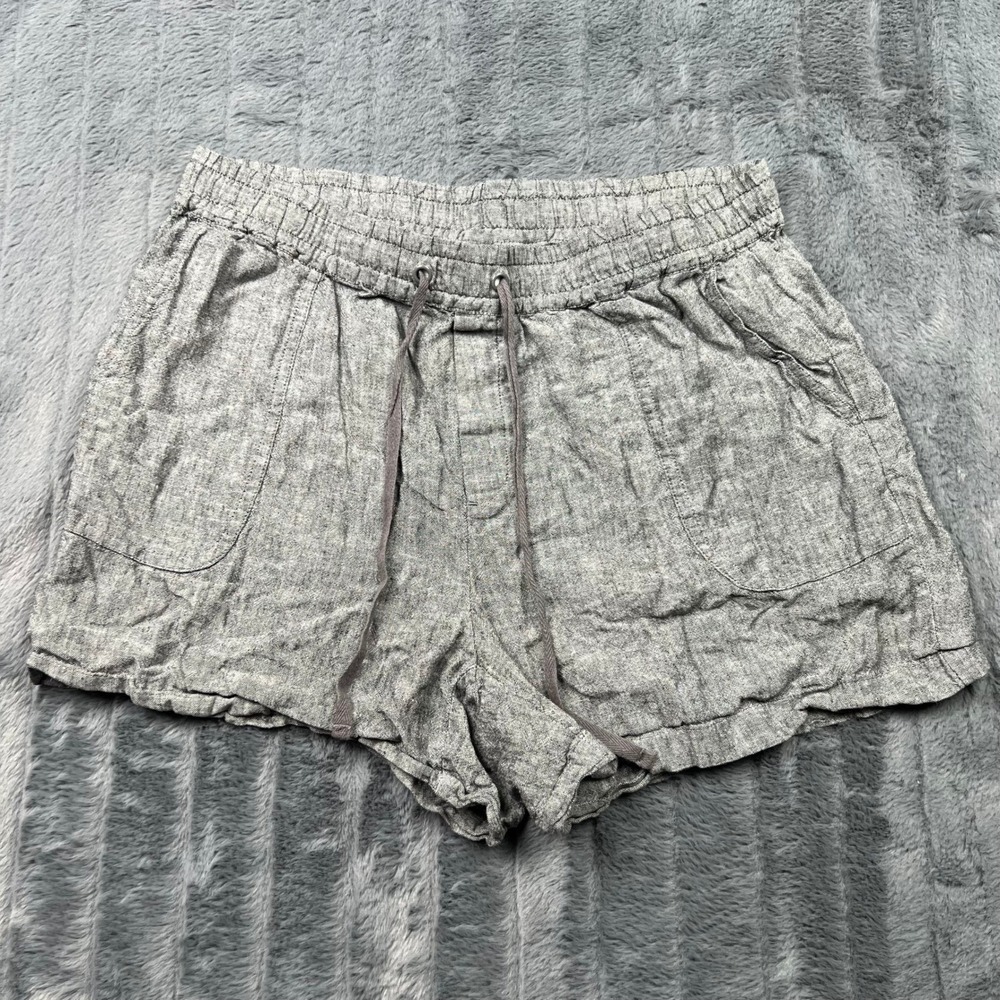 New York & Company Gray Linen Blend Drawstring Shorts Womens Medium 14100